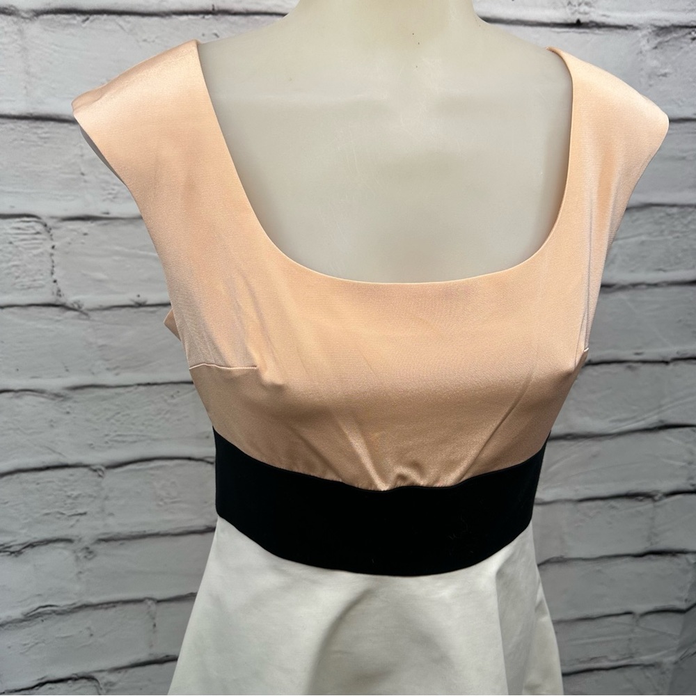 Abaete’ Dress Silk Colorblock Sleeveless Side Zip orange black Swing Sz 4 - Picture 6 of 10